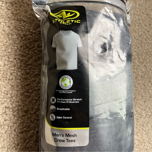 4 Pack Athletic Works Mens Polymesh Crew T-Shirt Size S (34-36) Black / Gray - Picture 5 of 9